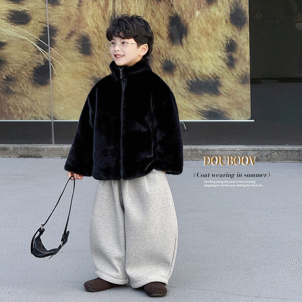 儿童黑色水貂皮草外套2025冬季男童立领仿皮草外套净版宝宝皮草潮,童装/婴儿装/亲子装,皮草/仿皮草,淘宝优惠券,粉丝福利购,淘宝优惠卷