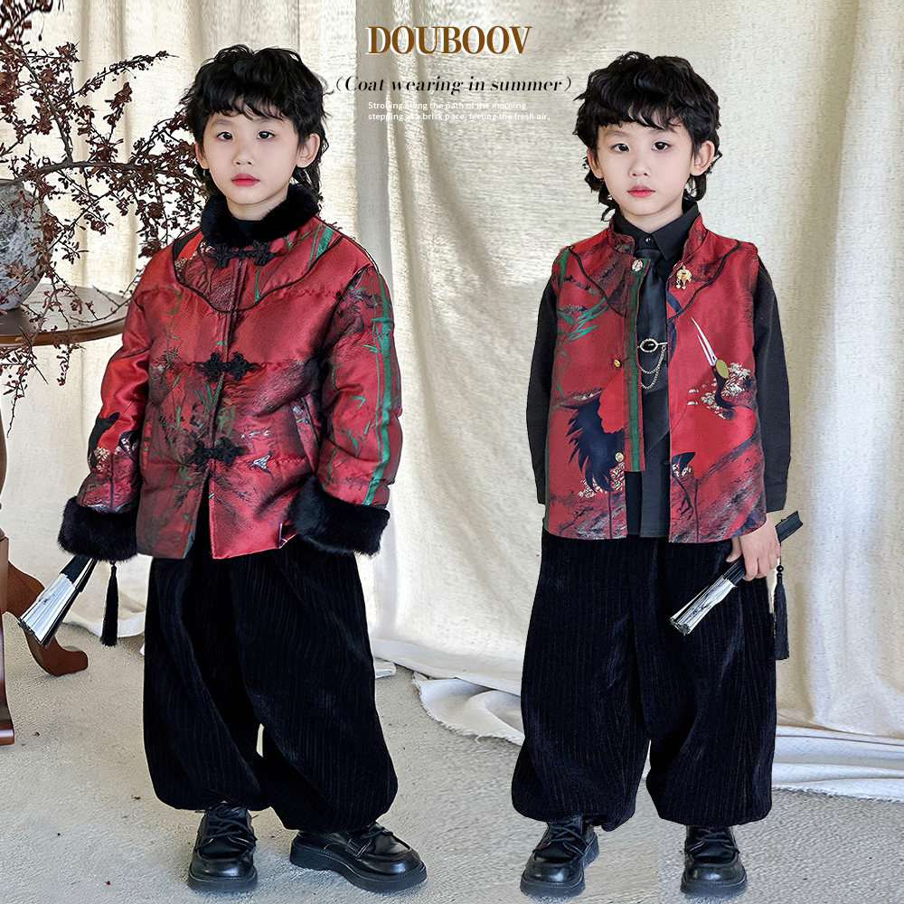 儿童冬季唐装外套冬季男童新中式加厚保暖汉服宝宝中国盘扣拜年服,童装/婴儿装/亲子装,唐装,淘宝优惠券,粉丝福利购,淘宝优惠卷