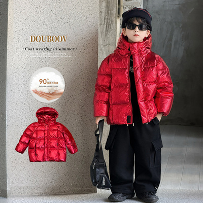 儿童短款羽绒服90白鸭绒