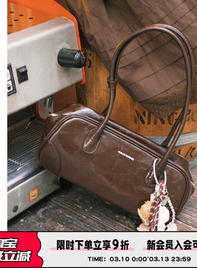 AbbottVINTAGE【保龄球】复古小众头层牛皮休闲大容量单肩手提包