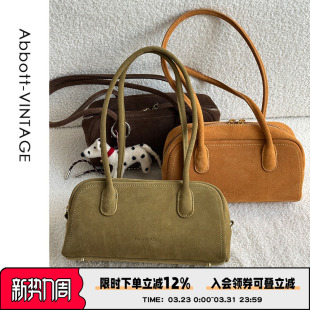 AbbottVINTAGE 简约磨砂牛皮单肩手提包秋冬新2025 豆腐波士顿