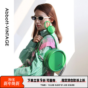 微瑕疵原创设计牛皮小圆包单肩斜挎女包 圆饼包 3折清仓