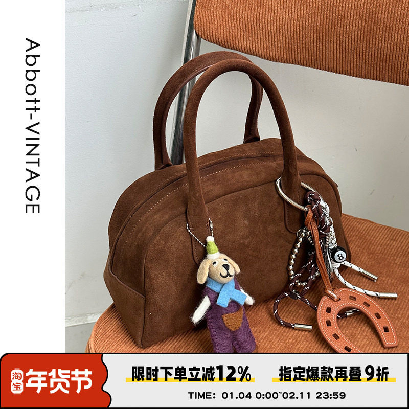 AbbottVINTAGE【波士顿包】原创设计磨砂牛皮手提包秋冬新款,箱包皮具/热销女包/男包,通用款女包,淘宝优惠券,粉丝福利购,淘宝优惠卷