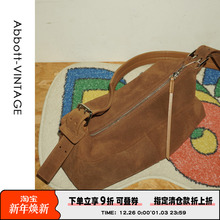 AbbottVINTAGE【腊肠包】牛皮女包磨砂长款托特包简约复古单肩