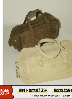 AbbottVINTAGE【绒绒包】头层磨砂牛皮单肩手提包秋冬新斜挎女包