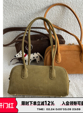 AbbottVINTAGE【豆腐波士顿】简约磨砂牛皮单肩手提包秋冬新2025