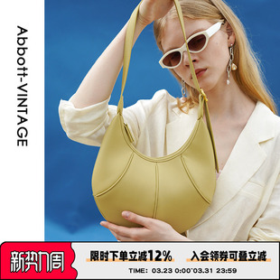AbbottVINTAGE 原创小众真皮包复古腋下女包单肩斜挎包 可颂包