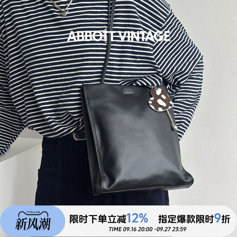 AbbottVintage羊皮方包小托特包