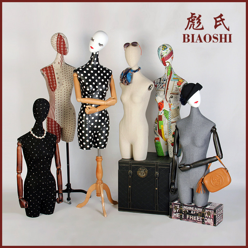 彪氏模特女半身服装店橱窗展示人体模特实木手女装店高档陈列道具