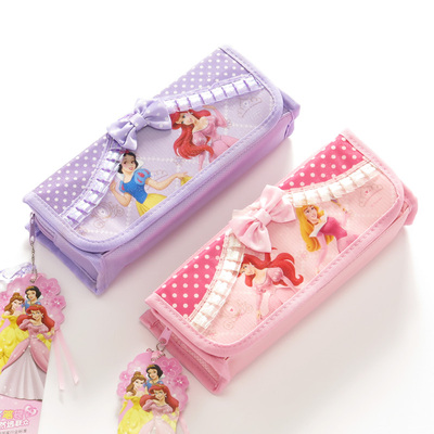 学生文具收纳袋文具盒联众迪士尼公主款花边笔袋p566