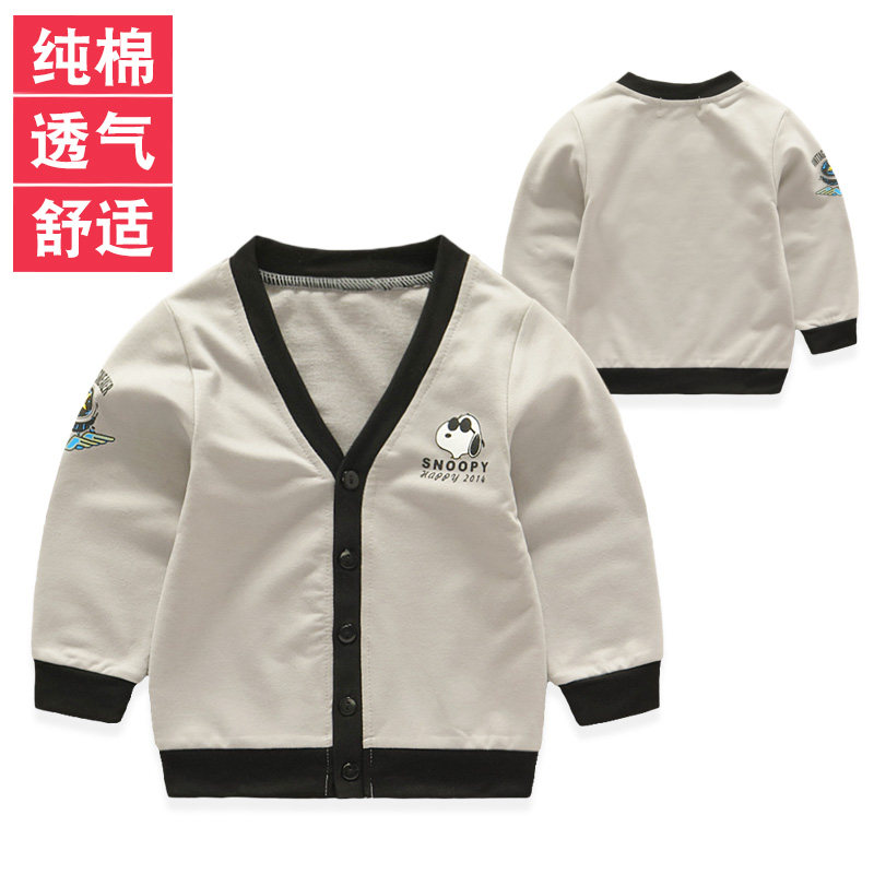 春秋男童装单层开衫上衣韩版卡通男宝宝纯棉开襟外套夹克卫衣上装