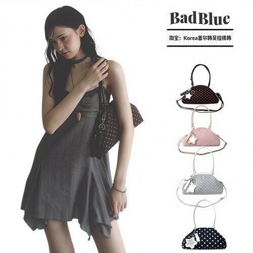 韩国新款Badblue豹纹波点饺子包
