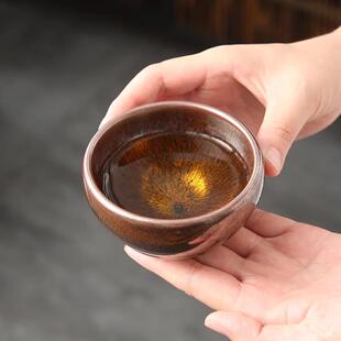 金百花无足钵建盏主人杯真品大师级高端窑变建窑家用功夫女士茶杯