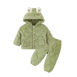 嘟嘟家儿童睡衣宝宝家居服加厚套装冬季男童新款加绒冬装女宝童装