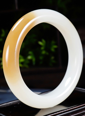 【和美圆润】和田玉羊脂白玉 手镯玉镯子手镯54克 内径53mm