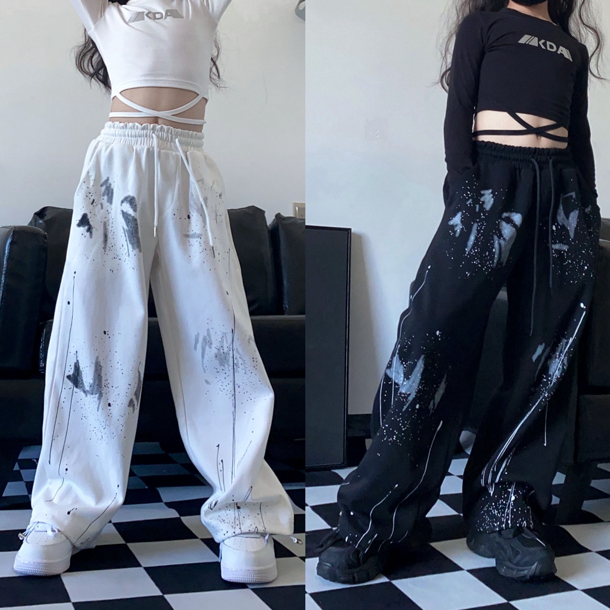 女团风跳jazz宽松嘻哈街舞裤子爵士舞潮裤运动裤练功服个性演出服