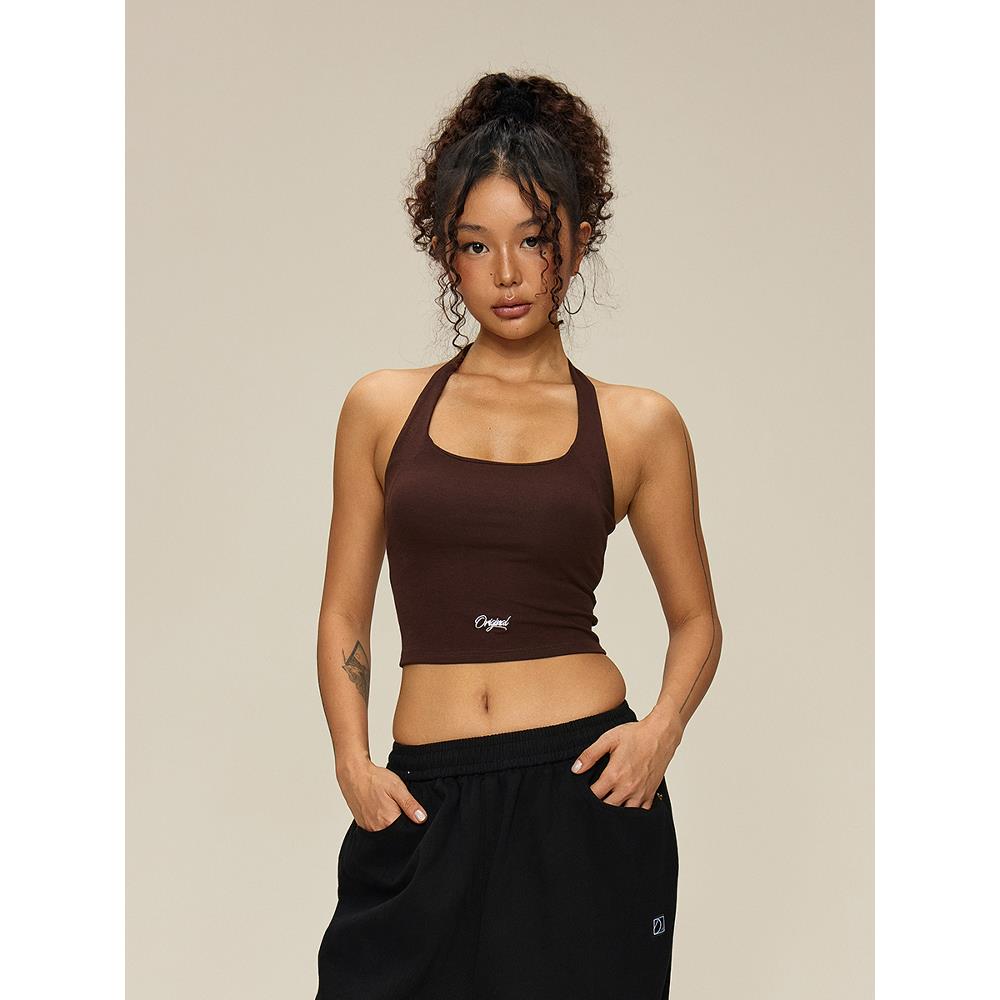 辣妹跳jazz爵士舞上衣绑带背心嘻哈短款挂脖运动内衣健身女练功服