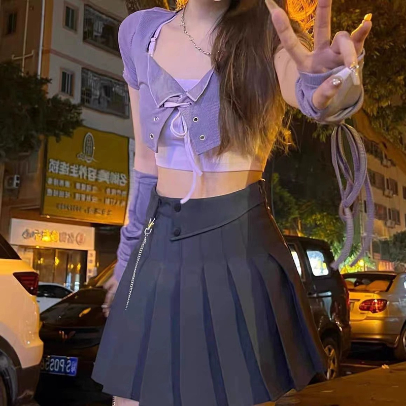 酷辣妹跳爵士舞jazz小众短款上衣+背心两件套装舞台练功演出服装