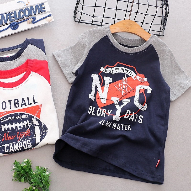 圆领体恤衫复古风印花男童夏装