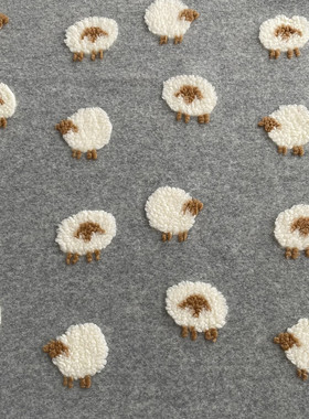 秋冬针织提花灰色可爱立体小羊毛呢面料儿童外套手工包包diy布料