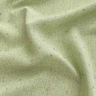 薄款小香风烫钻面料糖果色水绿色外套连衣裙套装发饰配料头饰布料