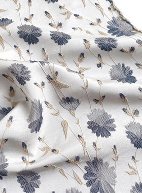 高级雅灰色蒲公英提花色织布女装连衣裙衬衫旗袍服装布料中国风