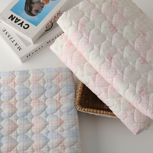 ins涤棉多巴胺爱心刺绣绗棉布料秋冬外套马甲棉袄内胆夹棉面料diy