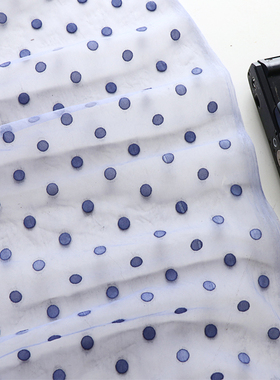 网纱布料蓝紫色波点双面植绒网纱布料汉服服装裙装打底衫面料柔软