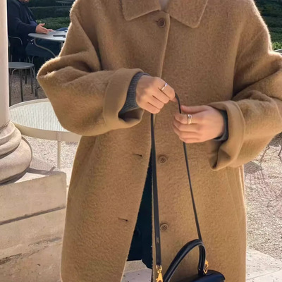 DH460103130 韩版25冬气质翻领休闲百搭单排扣毛呢外套5 OU