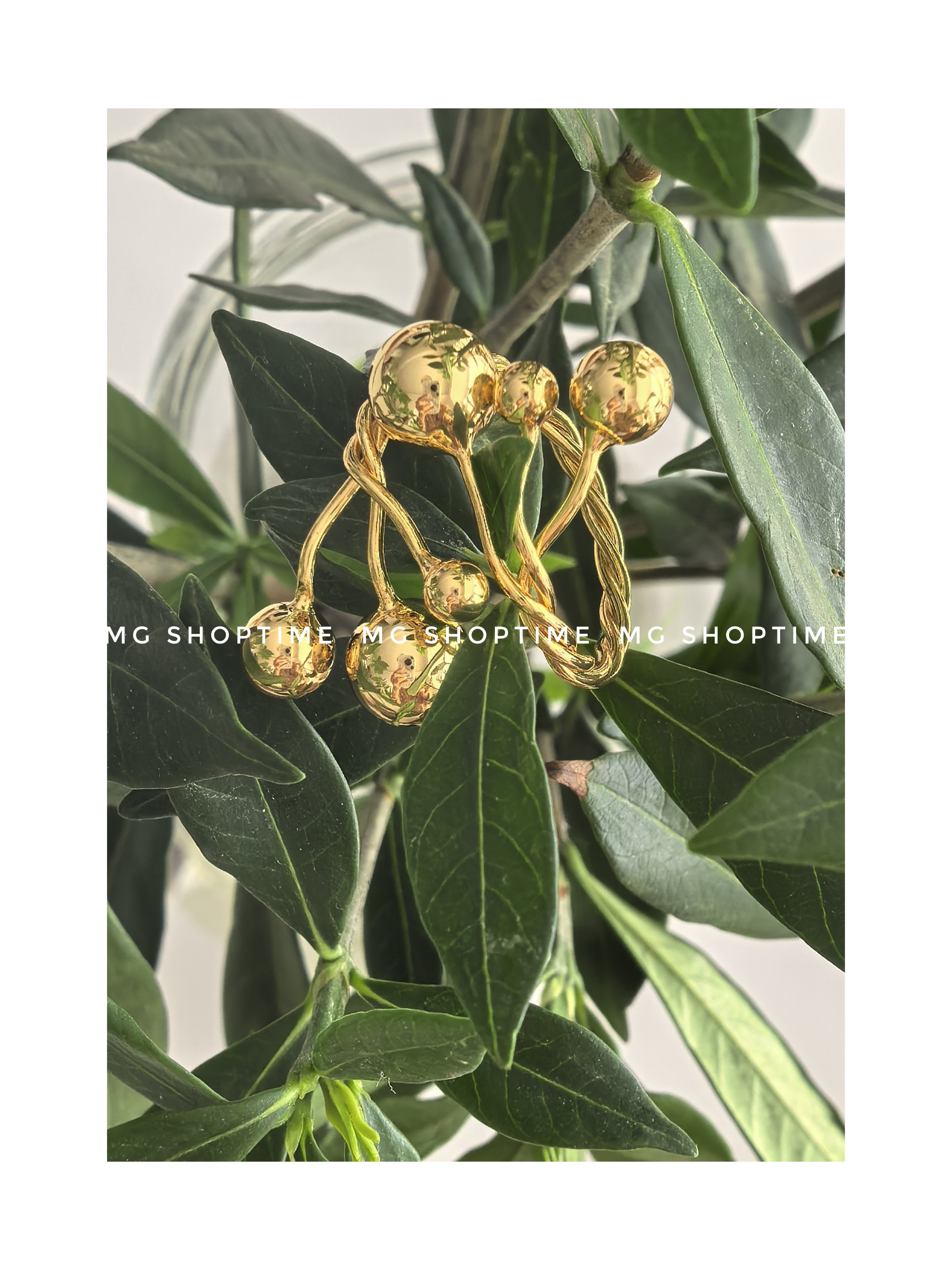 MG SHOPTIME韩进口金属球球线条个性开口戒指指环铜镀金