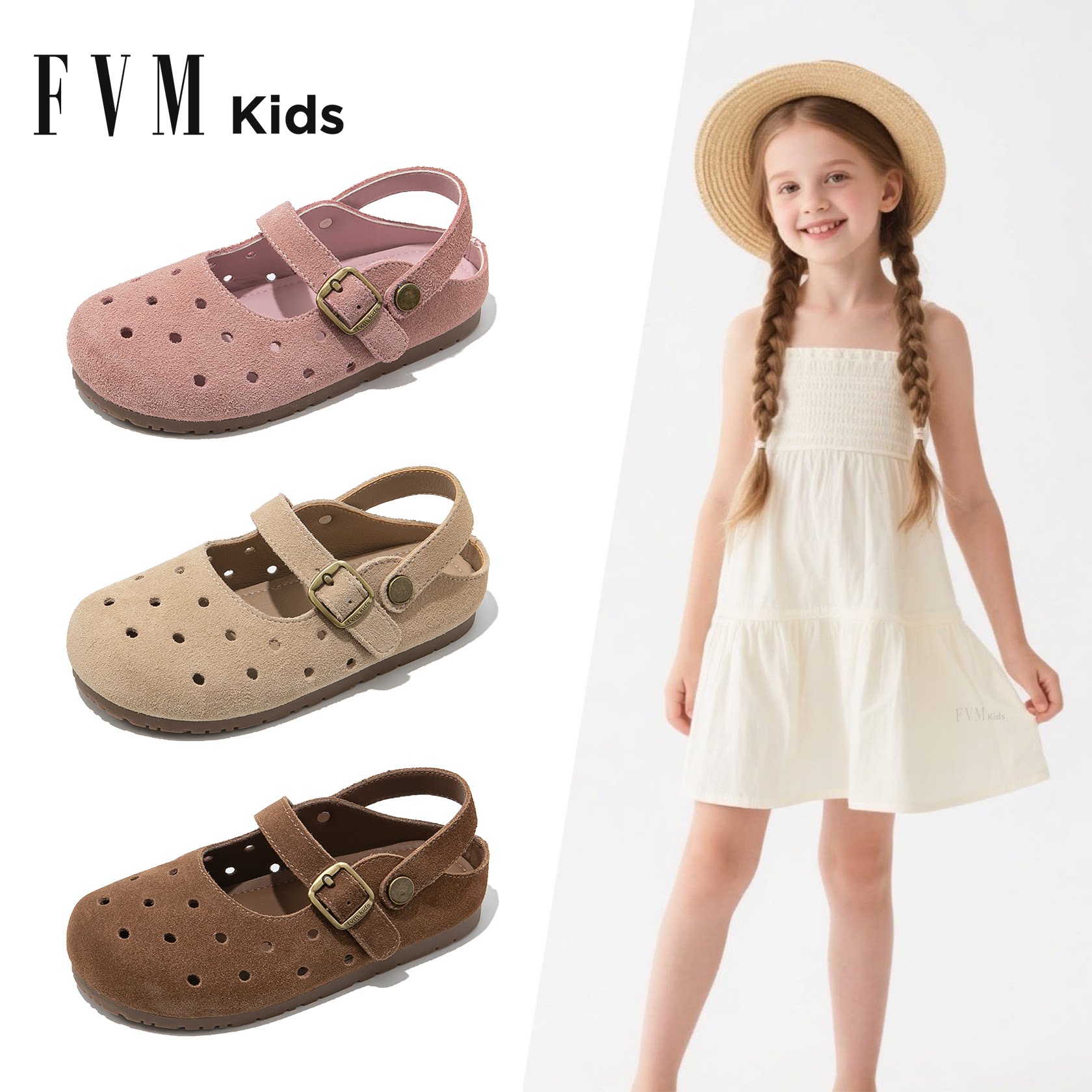 FVMKids女童夏季包头洞洞凉鞋