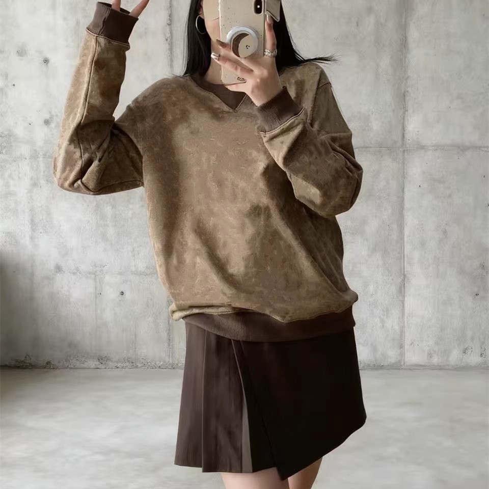 经典百搭 男士女士秋冬款圆领套头长袖卫衣纯棉毛圈宽松拼接撞色