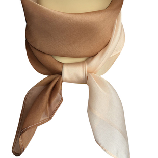 渐变小方巾女100%桑蚕丝小丝巾春秋季围巾百搭装饰中方巾真丝薄款