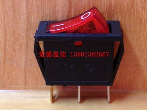 戴尔 船型开关3脚带灯红色220V翘板电源乒乓电子开关KCD3 15A250V