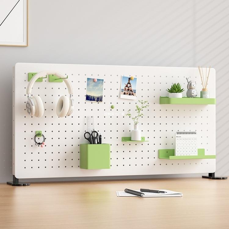 不锈钢洞洞板桌面书桌立式收纳隔板桌上置物架配件免打孔夹式定