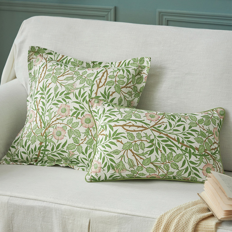 美式花卉靠垫 欧式田园抱枕ins风方形靠垫 沙发腰枕定制客厅靠枕