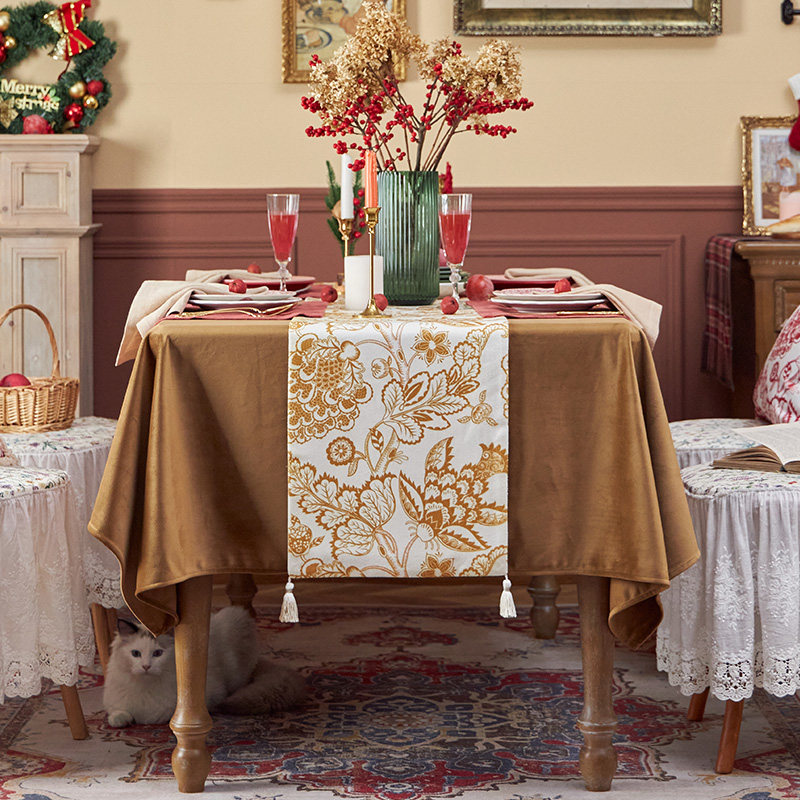 美式复古桌旗  欧式羊毛ins风桌旗电视柜茶几盖布边柜长条床旗,居家布艺,桌旗,淘宝优惠券,粉丝福利购,淘宝优惠卷