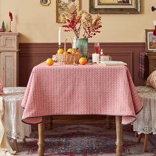 美式 餐桌桌布轻奢高级感红色喜庆结婚高端台布圣诞节盖布茶几布