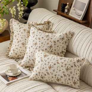 美式 靠枕氛围感客厅沙发午睡垫腰枕定制 抱枕中古风复古靠垫英式