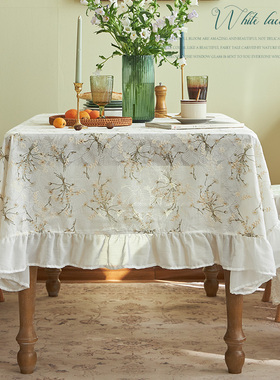 法式田园桌布 ins风 定制刺绣蕾丝高级感圆餐桌布美式茶几盖布