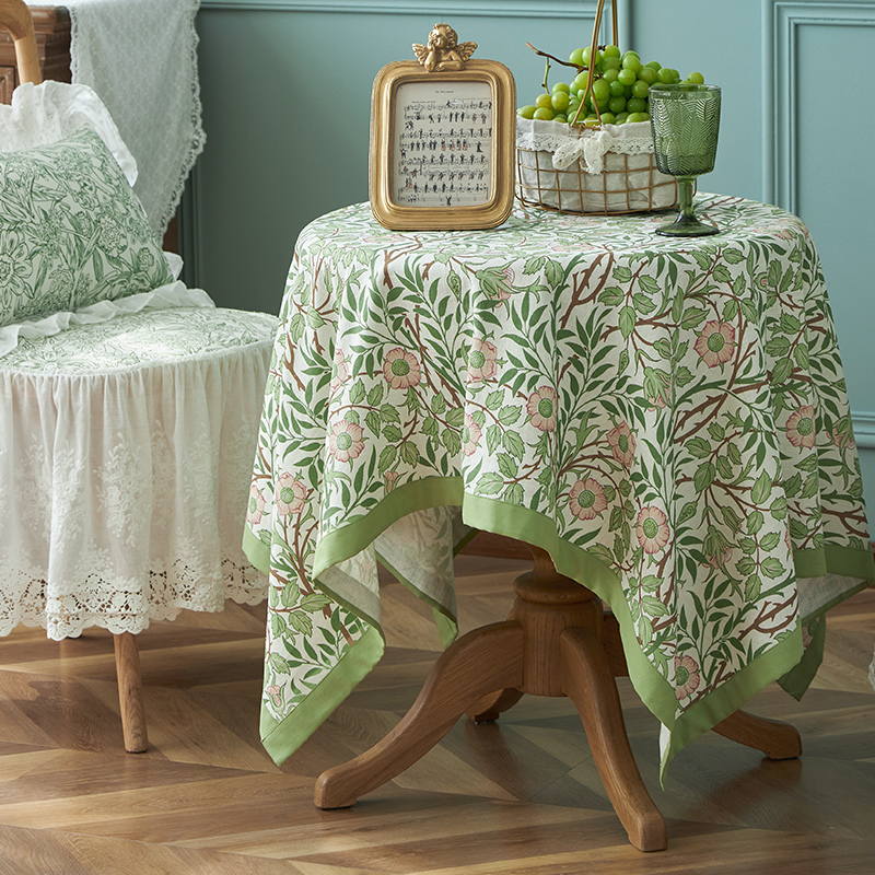 美式桌布轻奢风花卉田园亚麻