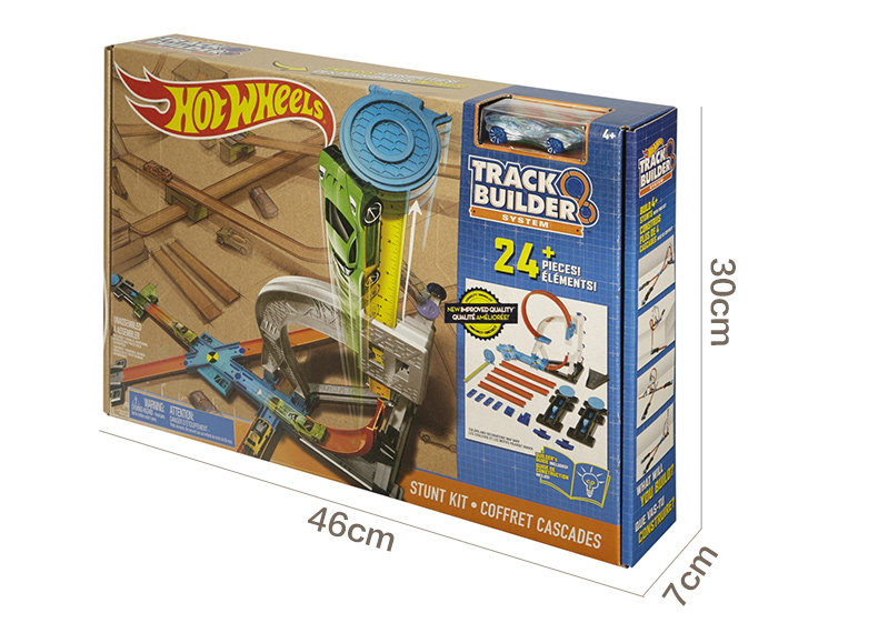 HOT WHEELS 4-IN-1 트랙 조합 세트 소년 합금 스포츠카 경쟁 트랙 슬라이딩 장난감 DLF28
