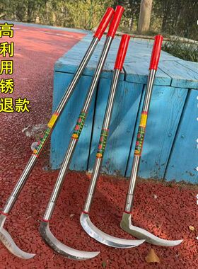新款不锈钢农用收割镰刀割草特快全钢弯柄铲刀割麦子玉米秸秆钓鱼