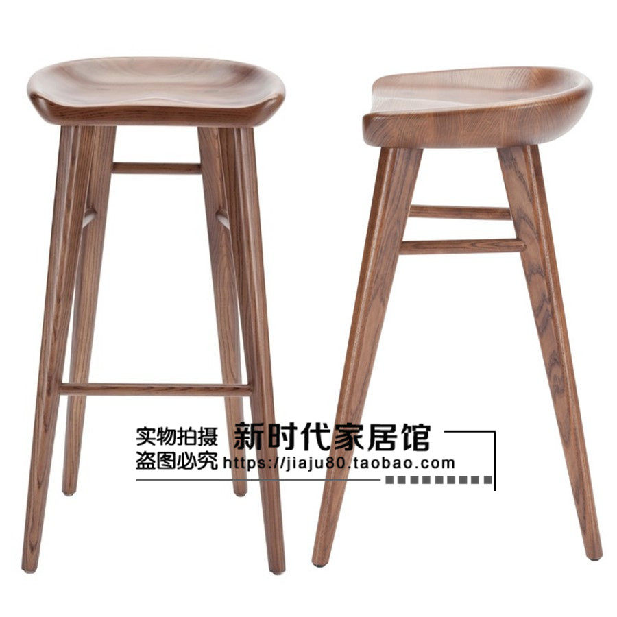 实木吧台椅餐椅家用北欧原木酒吧椅餐桌凳高脚凳子新中式椅简约椅_虎窝淘