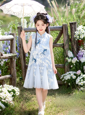 女童旗袍裙夏季2026新款新中式国风大童女孩超好看锦鲤改良连衣裙