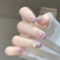 純手工極光蝴蝶紫色貓眼美甲