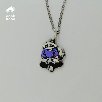 ooohhooo纯银手工小猫项坠