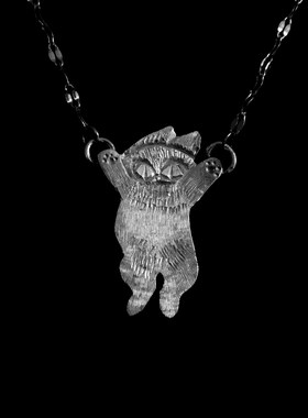 ooohhooo纯银手工雕刻小猫吊坠