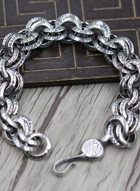 纯银复古朋克风手环