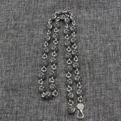 日韩925纯银潮人复古项链坠大十字花圆珠项链 朋克男霸气单链粗